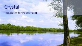  Presentation with land - Audience pleasing presentation consisting of grass estuary - river land with trees backdrop and a sky blue colored foreground