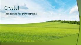  Presentation with sky blue - Beautiful slide set featuring grass field - meadow and blue sky backdrop and a  colored foreground