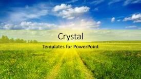  Presentation with lanscape - Cool new slide deck with grass field meadow scenery lanscape backdrop and a yellow colored foreground