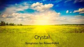  Presentation with vintage retro - Amazing PPT theme having grass field meadow scenery lanscape backdrop and a gold colored foreground