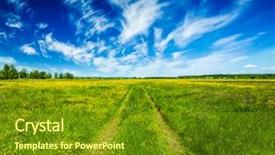  Presentation with rural road - Presentation design enhanced with grass field meadow scenery lanscape background and a tawny brown colored foreground