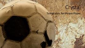  Presentation with retro - Presentation theme with grass football - grunge ball on the retro background and a coral colored foreground