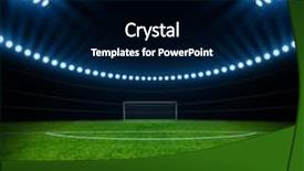  Presentation with stadium - PPT theme having grass football - soccer ball on green stadium background and a black colored foreground