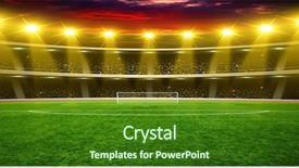  Presentation with football lights - Beautiful slide set featuring grass football - soccer stadium with the bright backdrop and a forest green colored foreground