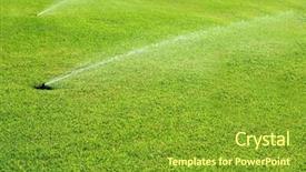  Presentation with water irrigation - PPT theme consisting of grass garden spring sprinkle water background and a gold colored foreground