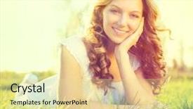  Presentation with free nature - PPT theme featuring beauty fresh romantic girl lying on summer field outdoors nature beautiful model young woman with long curly hair smiling cute teenage girl lying on grass grassland allergy free sunshine background and a blonde colored foreground