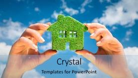  Presentation with dark blue gray - Colorful presentation enhanced with grass home on a background backdrop and a light blue colored foreground