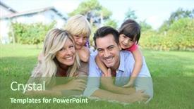  Presentation with grass - Colorful presentation theme enhanced with grass in front of house backdrop and a tawny brown colored foreground