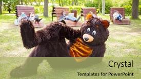  Presentation with actor - PPT layouts having grass in park and people background and a mint green colored foreground