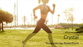  Presentation with music and sports - Cool new PPT layouts with grass in park listening music backdrop and a  colored foreground