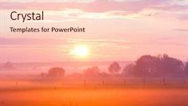  Presentation with land - Presentation design consisting of grass-land-burning-sunset background and a lemonade colored foreground