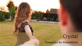  Presentation with country photo - Beautiful theme featuring grass near restaurant or country backdrop and a yellow colored foreground