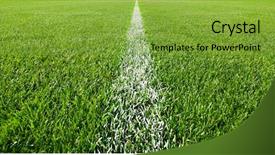  Presentation with soccer field - Beautiful PPT layouts featuring grass of a soccer field backdrop and a seafoam green colored foreground