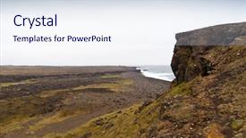  Presentation with coast line - PPT layouts featuring grass on iceland reykjanes peninsula background and a  colored foreground