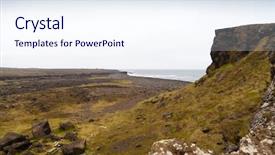  Presentation with coast line - Amazing PPT layouts having grass on iceland reykjanes peninsula backdrop and a  colored foreground