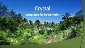  Presentation with jungle - Amazing PPT theme having grass path - way to beach in jungle backdrop and a cobalt blue colored foreground