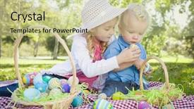  Presentation with fit and cute - Colorful presentation theme enhanced with grass picnic - cute young brother and sister backdrop and a soft green colored foreground