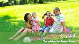  Presentation with young happy couple - Beautiful slide deck featuring grass picnic - happy young couple with their backdrop and a  colored foreground