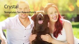  Presentation with beautiful-nature - Presentation design having grass picnic dog - young couple with labrador having background and a  colored foreground