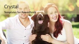  Presentation with couple nature luxury - Beautiful slide set featuring grass picnic dog - young couple with labrador having backdrop and a  colored foreground