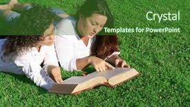  Presentation with reading bible - Amazing slide deck having grass reading the bible backdrop and a forest green colored foreground