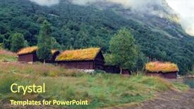  Presentation with old traditional romanian folk costumes - Beautiful slide deck featuring grass roofs near lovatnet lake backdrop and a violet colored foreground
