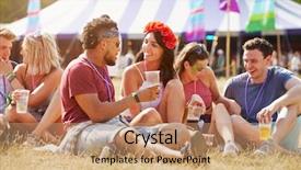  Presentation with dancer music grass - Presentation theme enhanced with grass talking at music festival background and a coral colored foreground