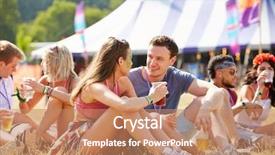  Presentation with music festival - Beautiful presentation theme featuring grass talking at music festival backdrop and a coral colored foreground