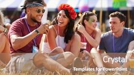  Presentation with music festival - Slides featuring grass talking at music festival background and a coral colored foreground