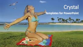  Presentation with ocean - Audience pleasing presentation consisting of grass tan water - beautiful woman beside the ocean backdrop and a  colored foreground