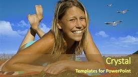  Presentation with preteen girls bikini - Colorful PPT theme enhanced with grass tan water - beautiful woman with bikini lying backdrop and a  colored foreground