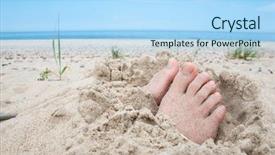  Presentation with feet - Cool new PPT theme with grass tan water - feet buried in sand backdrop and a  colored foreground
