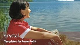  Presentation with sun - Audience pleasing presentation design consisting of grass tan water - girl enjoying the sun backdrop and a  colored foreground