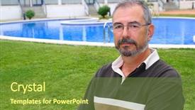  Presentation with man relaxing on massage table - PPT theme enhanced with grass tan water - senior retired man glasses relax background and a tawny brown colored foreground