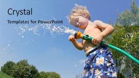  Presentation with infant toddler - Audience pleasing PPT theme consisting of grass tan water - toddler boy playing backdrop and a  colored foreground