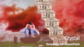  Presentation with green grass under the snow - Presentation design consisting of grass under red cloudy sky background and a  colored foreground