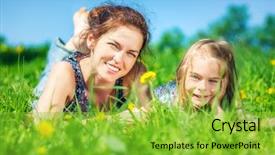  Presentation with yellow green - Amazing PPT theme having grass with blooming yellow dandellion backdrop and a yellow colored foreground