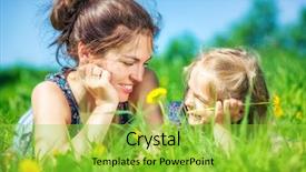  Presentation with yellow green - Beautiful slide deck featuring grass with blooming yellow dandellion backdrop and a yellow colored foreground