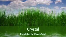  Presentation with blue green - Slide set with grass with blue sky white background and a forest green colored foreground