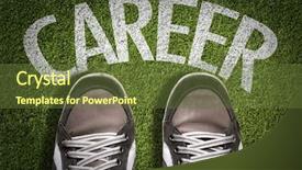  Presentation with green grass artificial top - PPT theme enhanced with grass with the text career background and a tawny brown colored foreground
