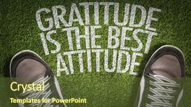  Presentation with gratitude - Amazing PPT theme having grass with the text gratitude backdrop and a tawny brown colored foreground
