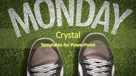  Presentation with sneakers - PPT theme having grass with the text monday background and a tawny brown colored foreground