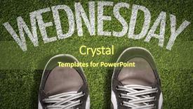  Presentation with sneakers - Presentation theme featuring grass with the text wednesday background and a tawny brown colored foreground