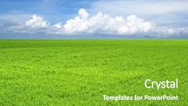  Presentation with blue green - Presentation theme enhanced with grasses - green field under blue sky background and a shamrock green colored foreground