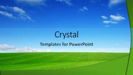  Presentation with sky blue - PPT theme with grassland - field and blue sky background and a light blue colored foreground