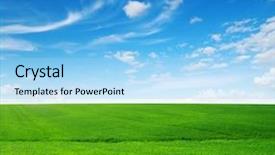  Presentation with plain clear navy blue blue and white cloudy - Audience pleasing presentation theme consisting of grassland - field and blue sky backdrop and a light blue colored foreground
