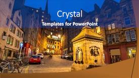  Presentation with scotland - PPT layouts featuring grassmarket-edinburgh-old-town-cityscape background and a ocean colored foreground