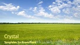  Presentation with green blur floral - Audience pleasing PPT theme consisting of green meadow under blue sky backdrop and a tawny brown colored foreground
