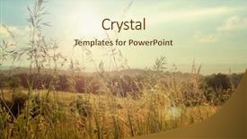  Presentation with blue green - Beautiful presentation theme featuring green meadow under blue sky backdrop and a cream colored foreground