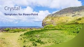  Presentation with rainfall - Audience pleasing slide deck consisting of grassy-field-along-a-tropical backdrop and a sky blue colored foreground